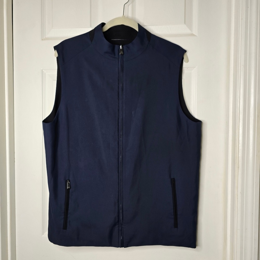 Men's Navy Black reversable zip front vest pockets‎ M